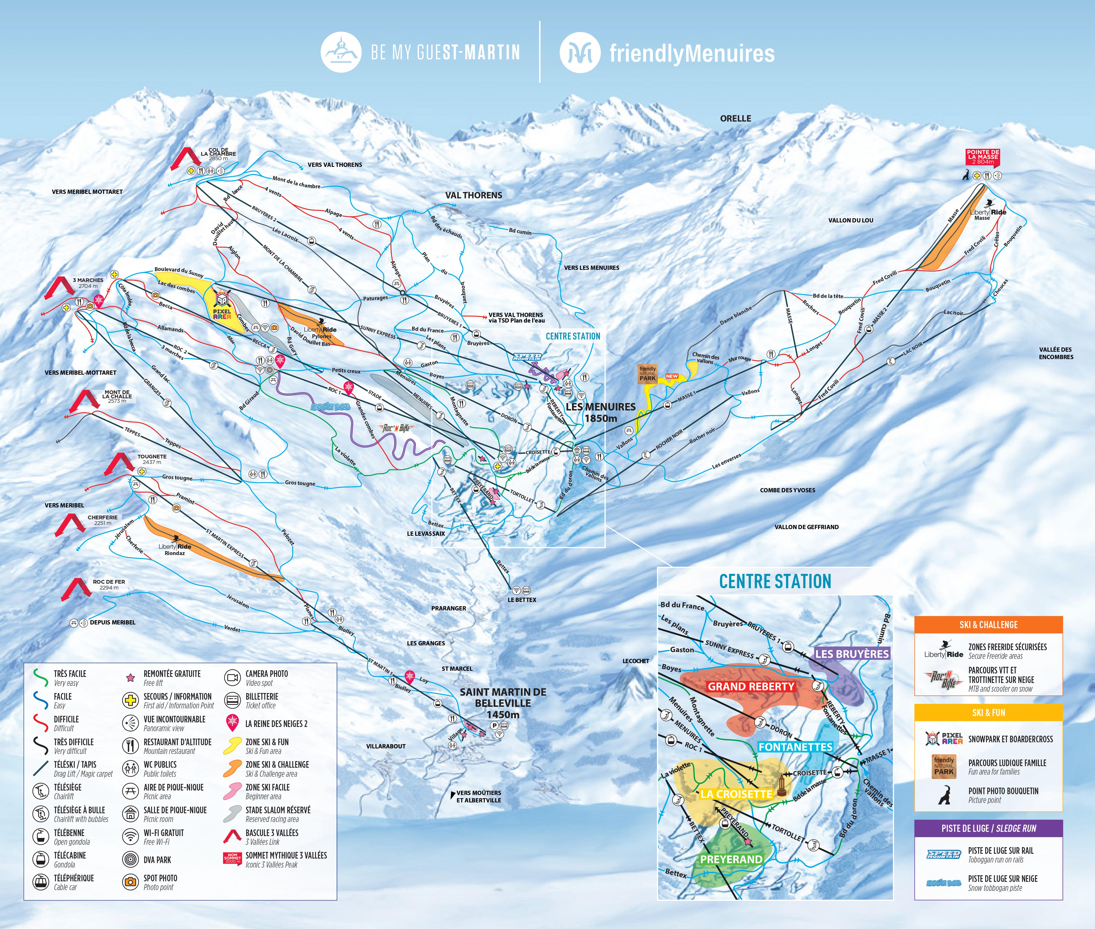Les Menuires and St. Martin Piste Map