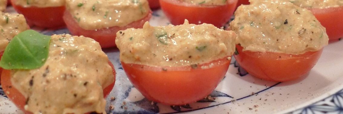 Cherry Tomatoes with Crab and Basil Mayonnaise